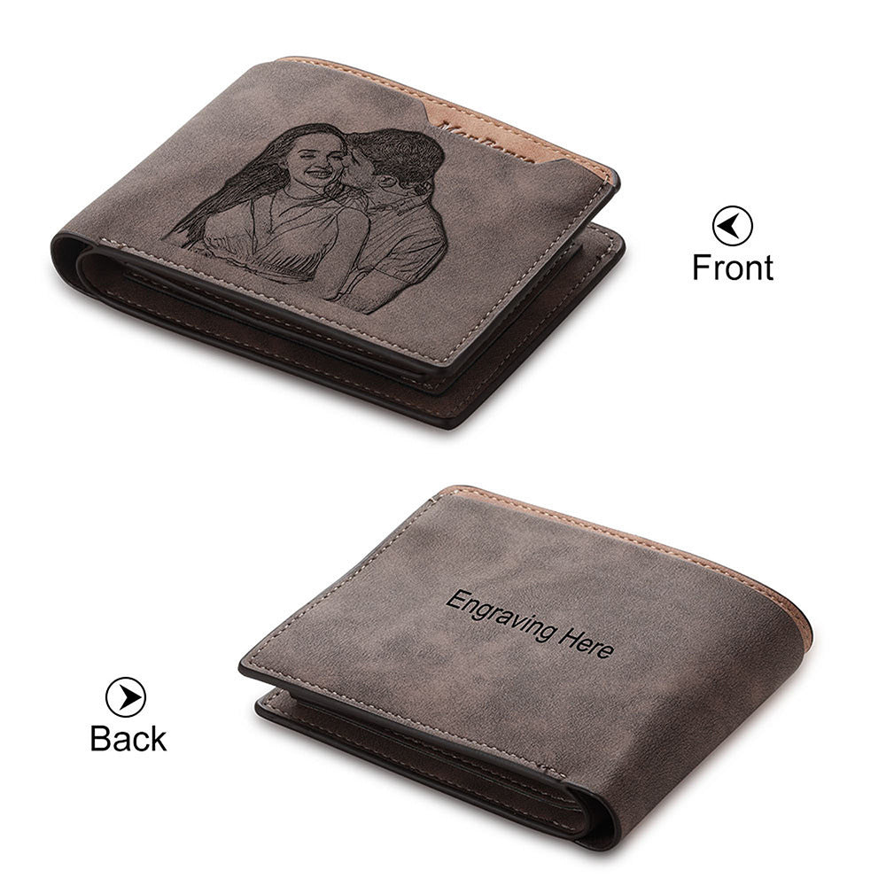 photo engraving wallet fathers day boyfriend holiday gift