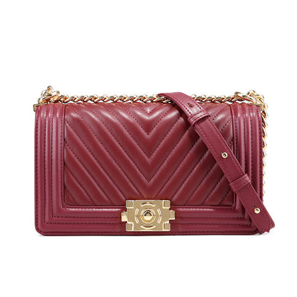 leather one shoulder diagonal colorful chain bag