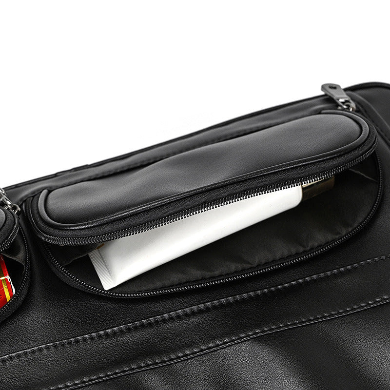 mens leather briefcase three compartment large capacity business handheld cowhide 17 inch commuter computer bag