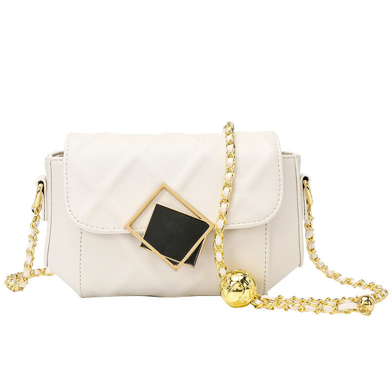 cowhide handbags shoulder messenger small golden ball bag