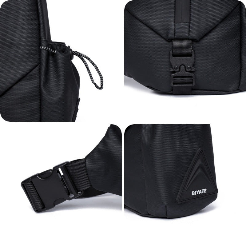 derm mens crossbody motorcycle chest bag triangle sunday bag