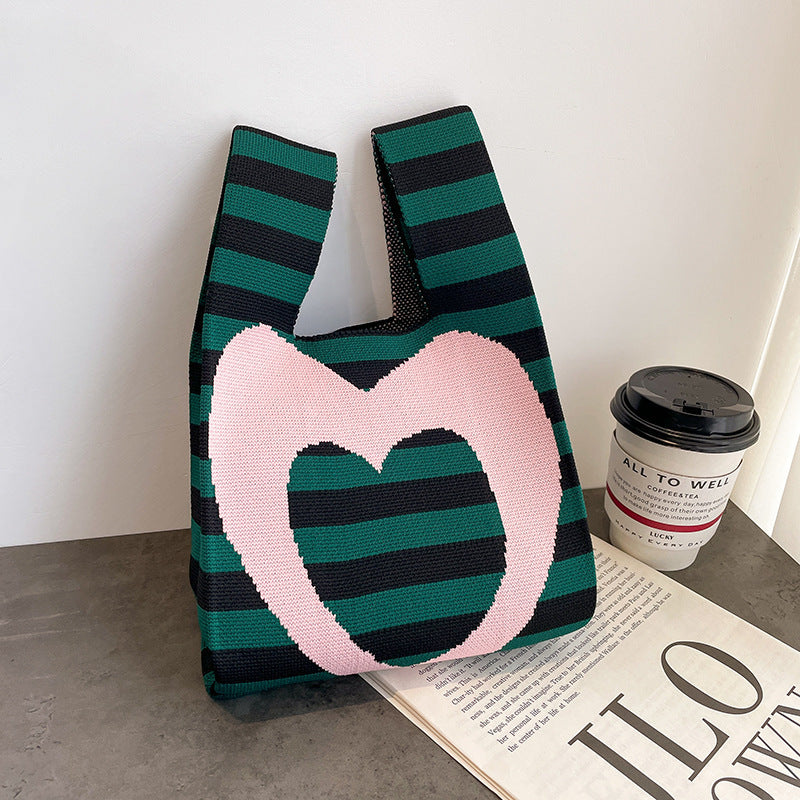 Cute Cartoon Wool Kitty Knitted Bag Women's Off-street Handbag
