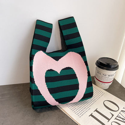 Cute Cartoon Wool Kitty Knitted Bag Women's Off-street Handbag