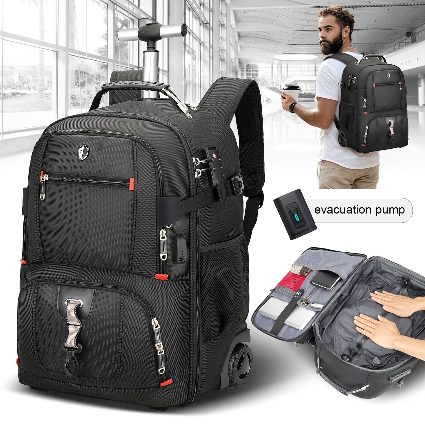 swicky trolley high grade large capacity boarding backpack