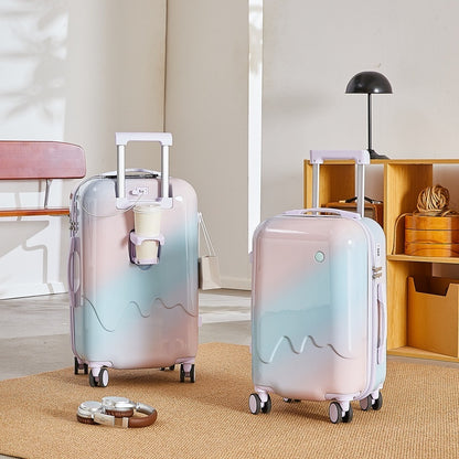 Gradient Luggage Explosion Female Good-looking Traveling Trolley Case Boarding Bag Password Suitcase