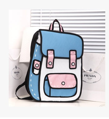 country comics student package two yuan backpack 3d backpack card ventilation computer bag oxford cloth bag personality