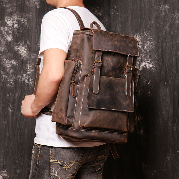 mens backpack crazy horse leather