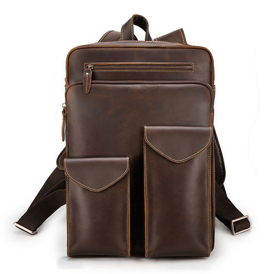 crazy horse leather travel backpack