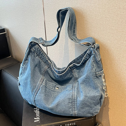 casual summer one shoulder crossbody denim bag