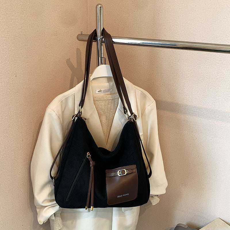 Vintage Suede-lined Large-capacity Bag