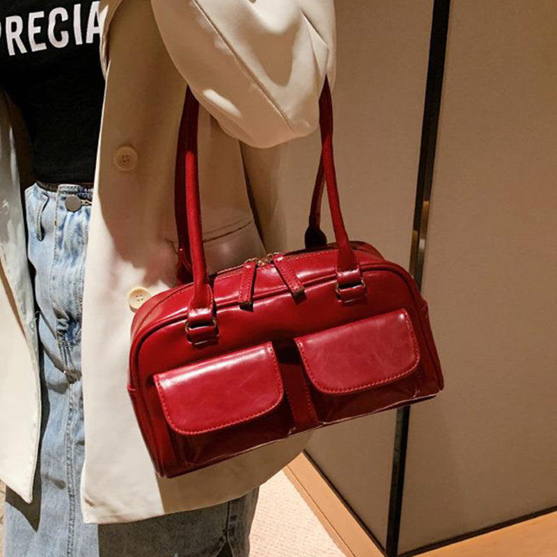 multi pocket design shoulder bag fashion versatile square handbags women underarm bags