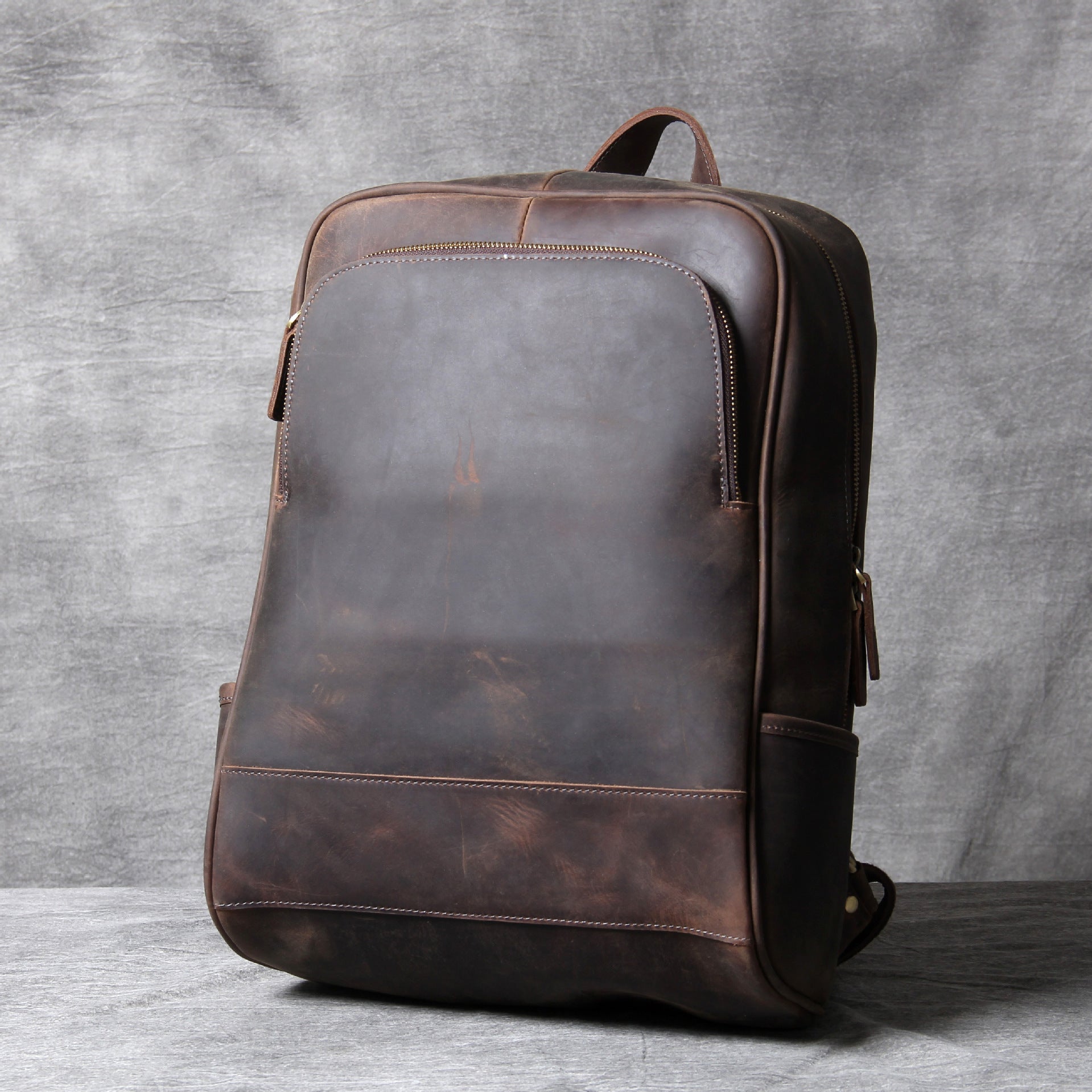 retro first layer cowhide mens backpack leather