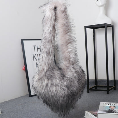 crossbody love female fur plush big bag capacity personality
