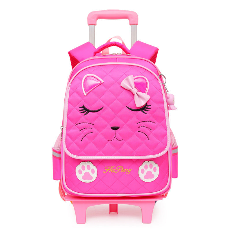 childrens two three wheel trolley schoolbag detachable