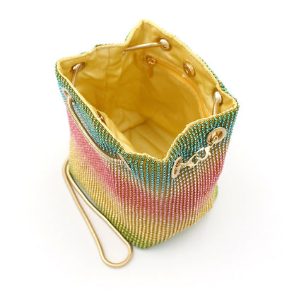 net red rainbow bucket diamond bag