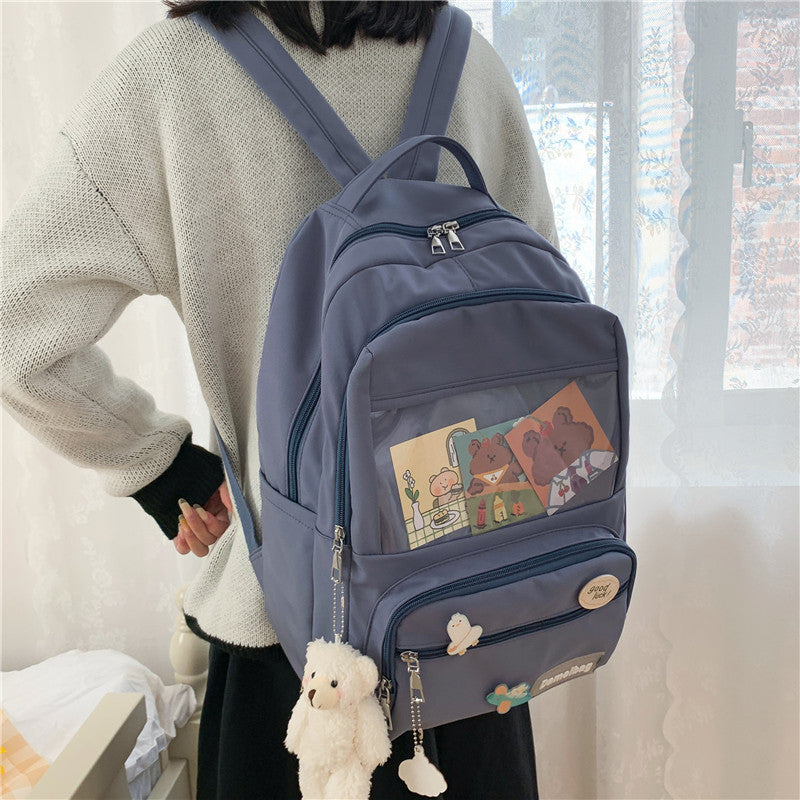 large capacity junior high school student multi pocket backpack