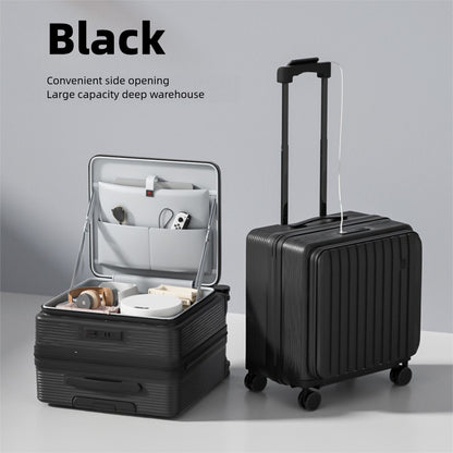 New 20 Inch Side Opening Small Luggage Compartment With Cup Holder, USB Port, Multifunctional Luggage, Boarding Password Box, Sturdy And Lightweight Travel Suitcase, Customizable Pattern