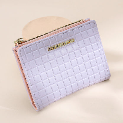 womens wallet short korean style vertical solid color zipper wallet