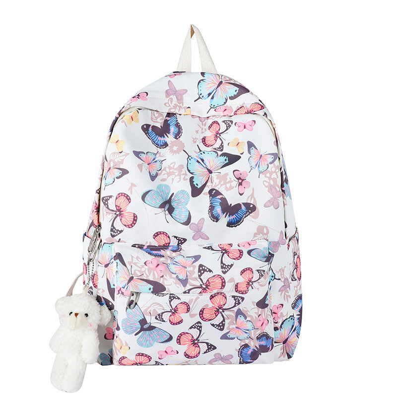 butterfly pattern korean high school student backpack women without pendant