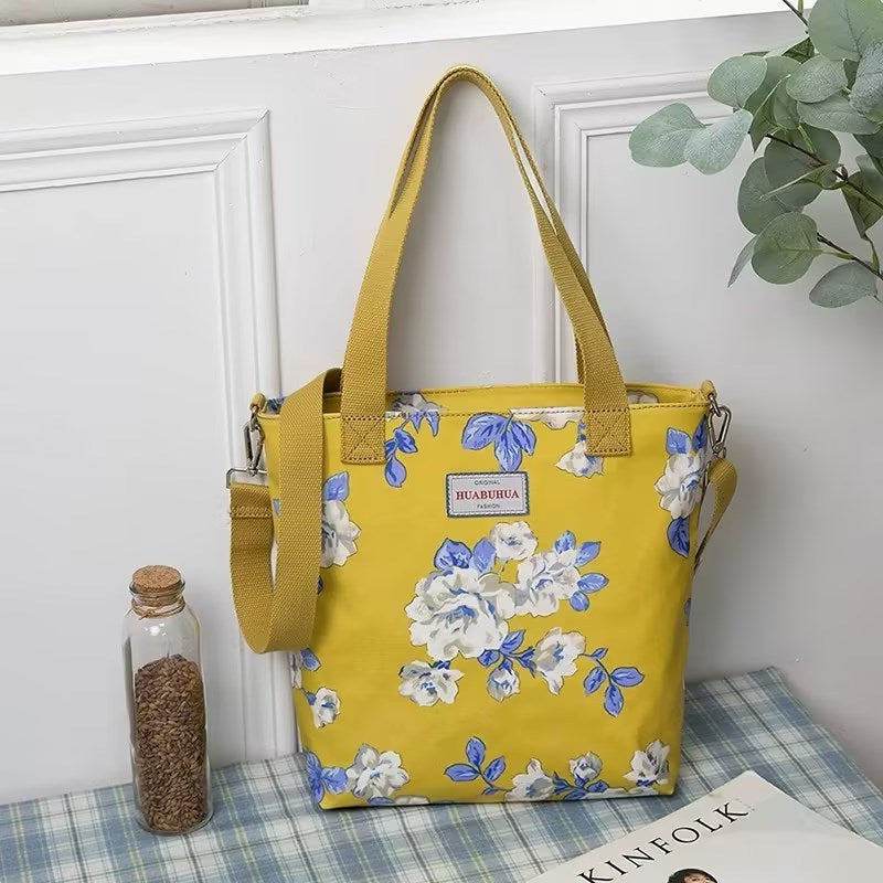 versatile large capacity floral canvas crossbody shoulder bag