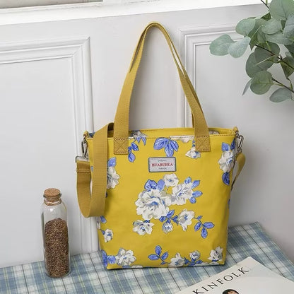 versatile large capacity floral canvas crossbody shoulder bag