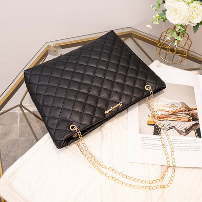 niche rhombus chain high grade womens large capacity shoulder messenger bag