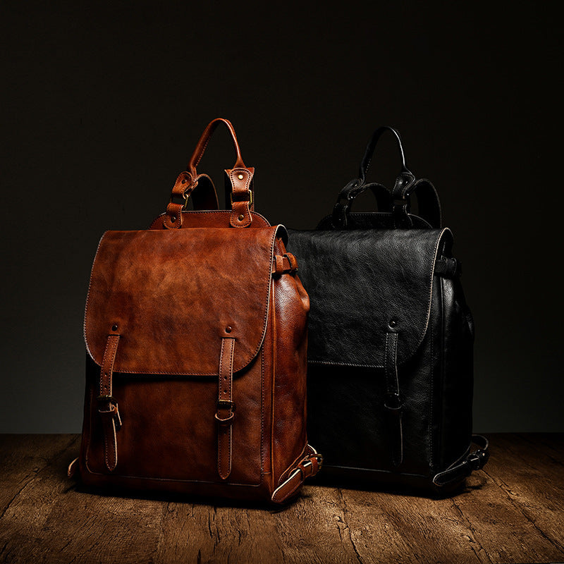 fashion leather casual business mens backpack