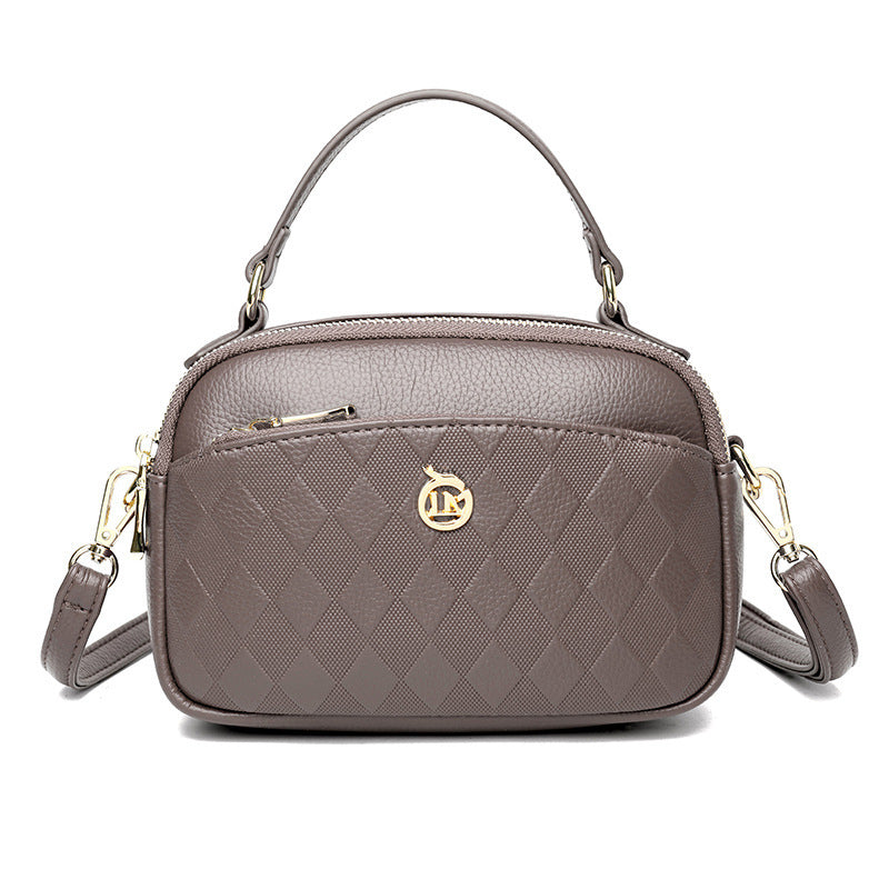 womens handbag multi layer large capacity soft leather embossed shoulder messenger bag womens bag fashion
