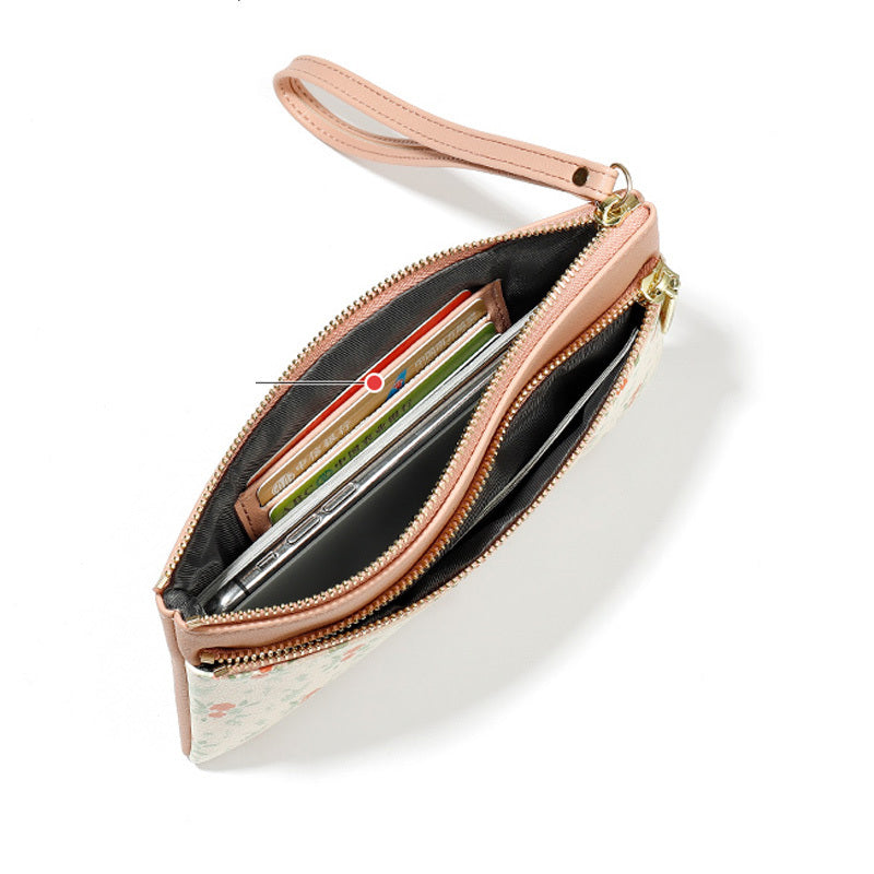 womens long wallet korean style large capacity hand zipper bag floral leather long purses and handbags women bags