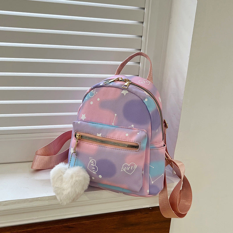 nylon cloth large capacity simple casual simple candy color texture hand carrying backpack