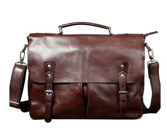 casual top layer leather briefcase