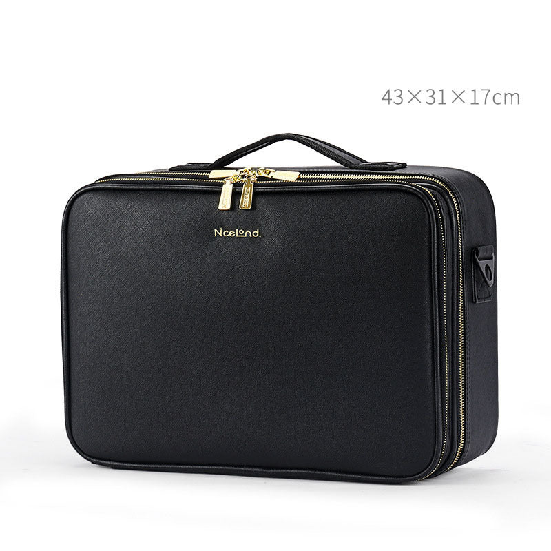 large capacity leather cosmetic bag portable makeup artist makeup storage bag