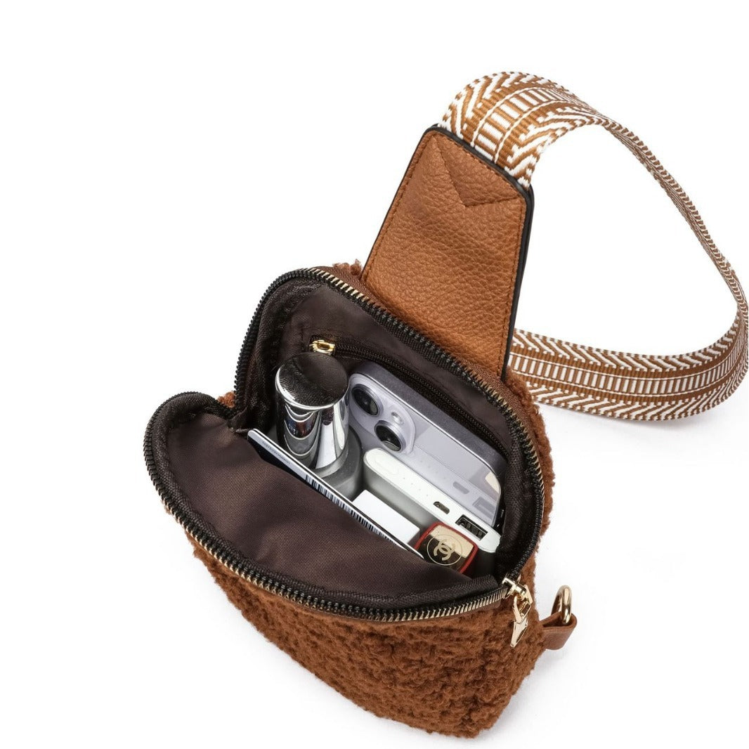 ethnic style shoulder strap crossbody casual fur bag