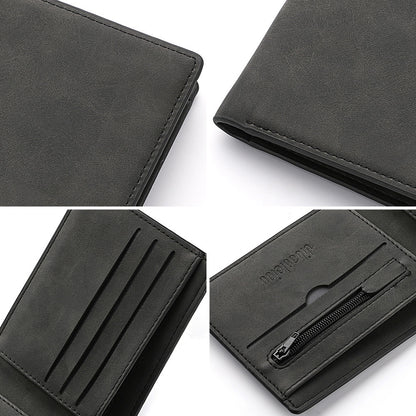 mens fashion personality vintage zipper simple wallet