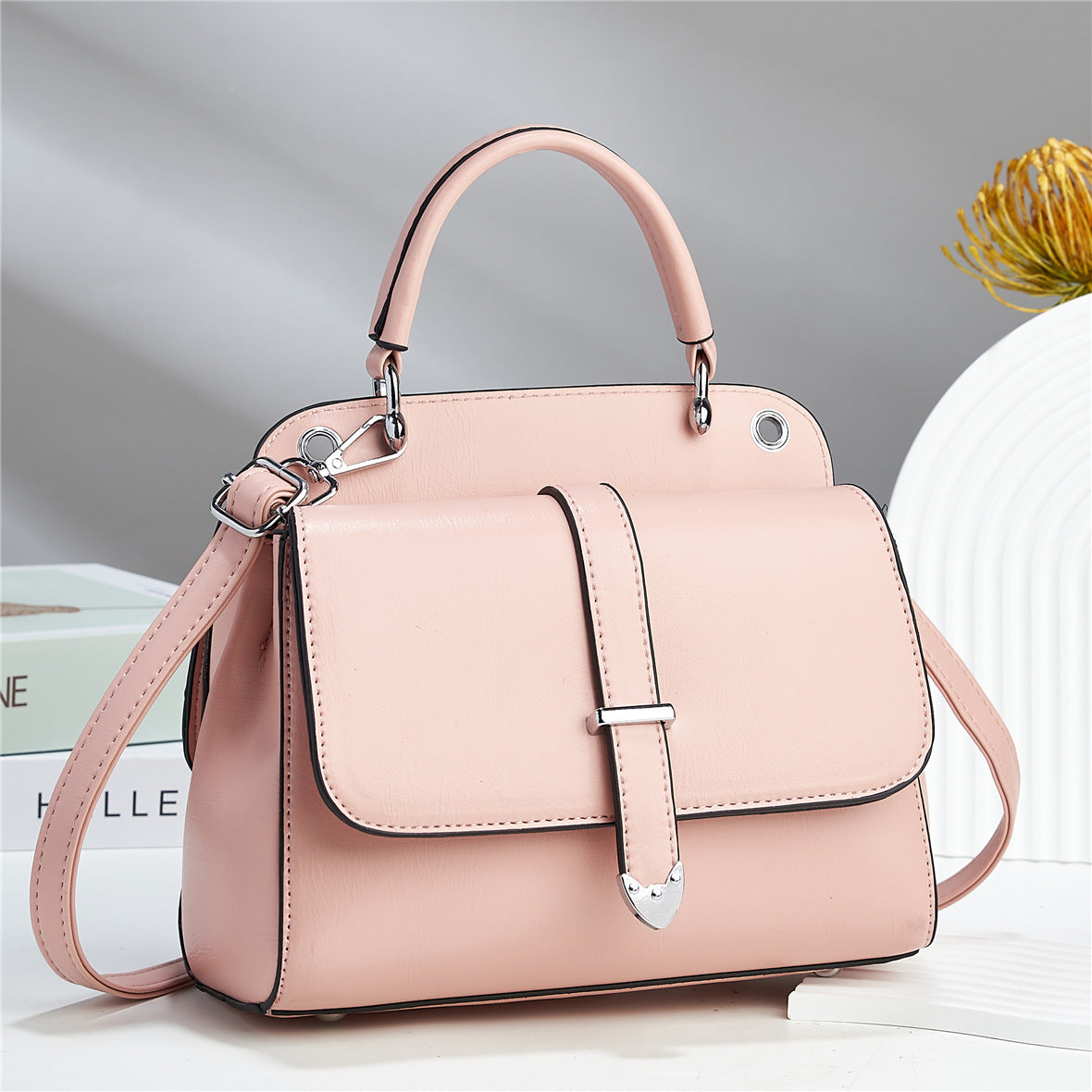 new candy colored flip texture one shoulder crossbody handbag