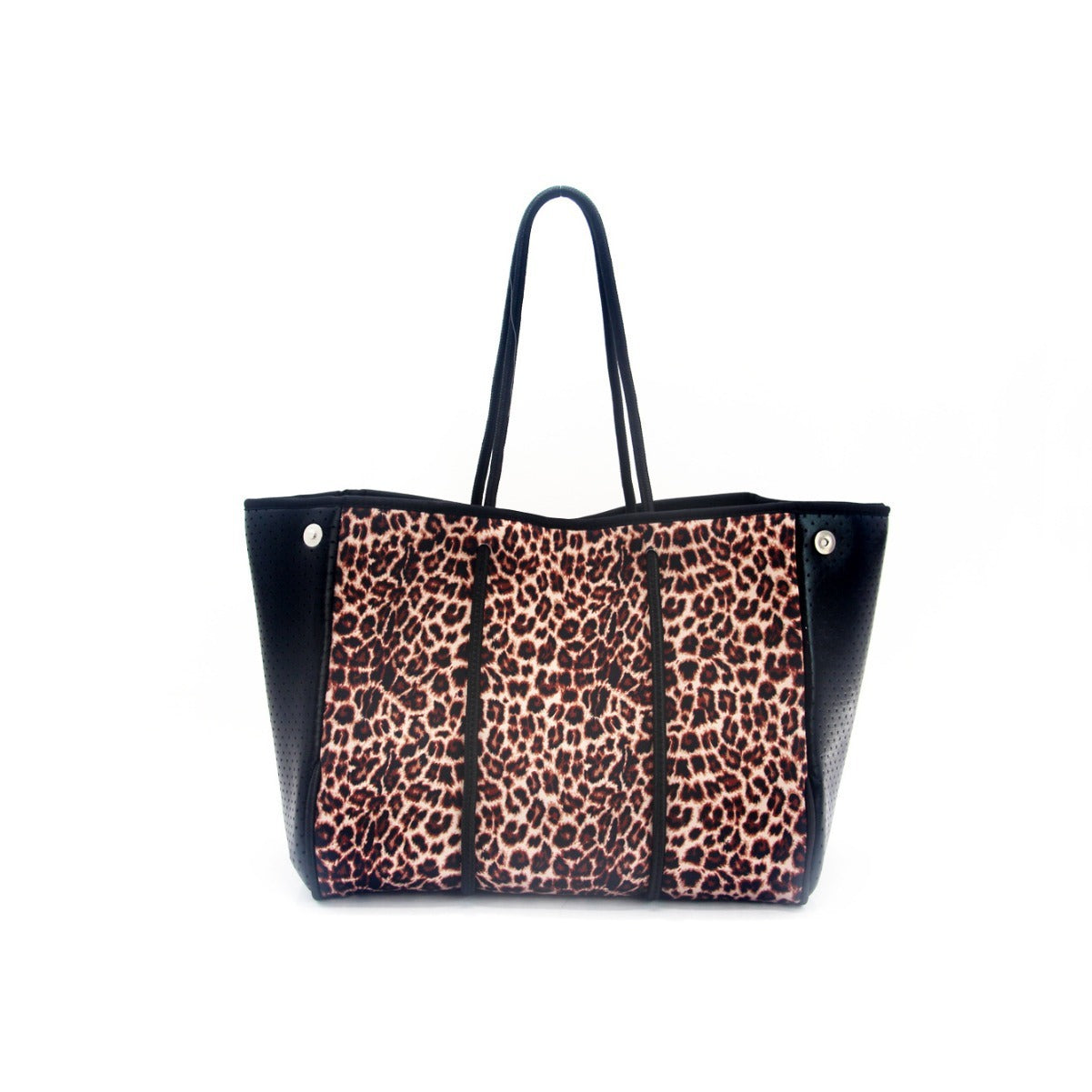 leopard print printed black portable beach bag leisure travel