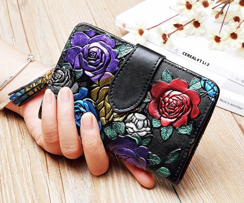 fashion womens leather wallet short