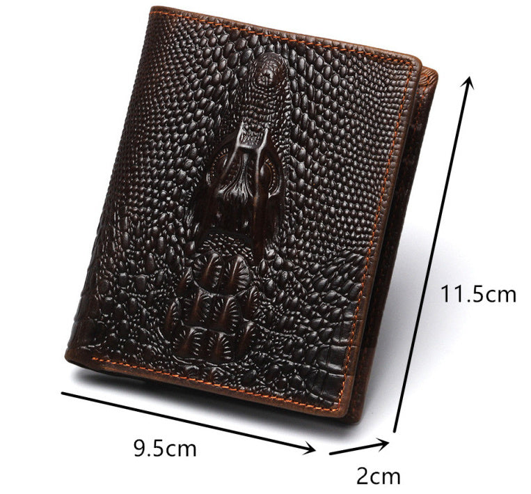 fashion casual mens wallet retro oil wax skin crocodile pattern