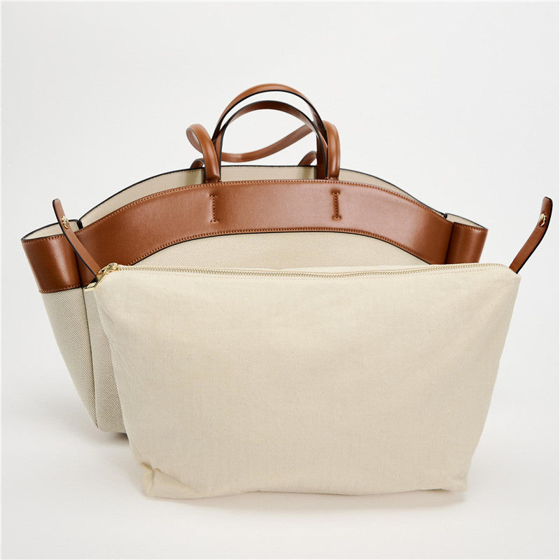 canvas bag womens fashion stitching large capacity portable shoulder bag