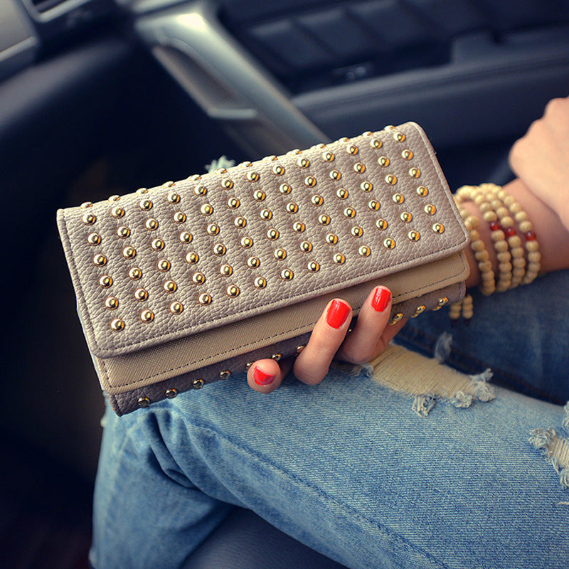 womens rivet three fold wallet