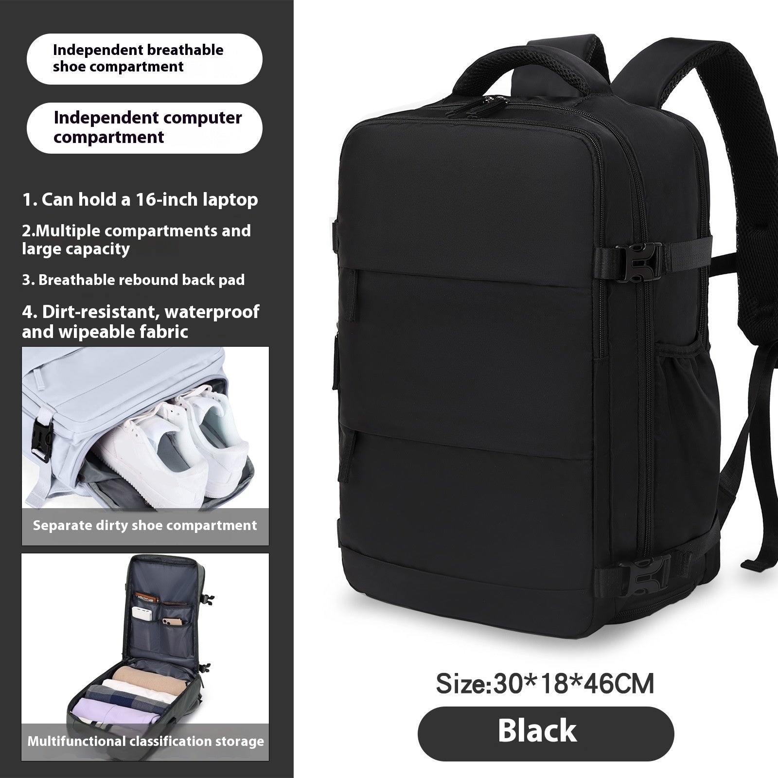 large capacity mens backpack lightweight short trip