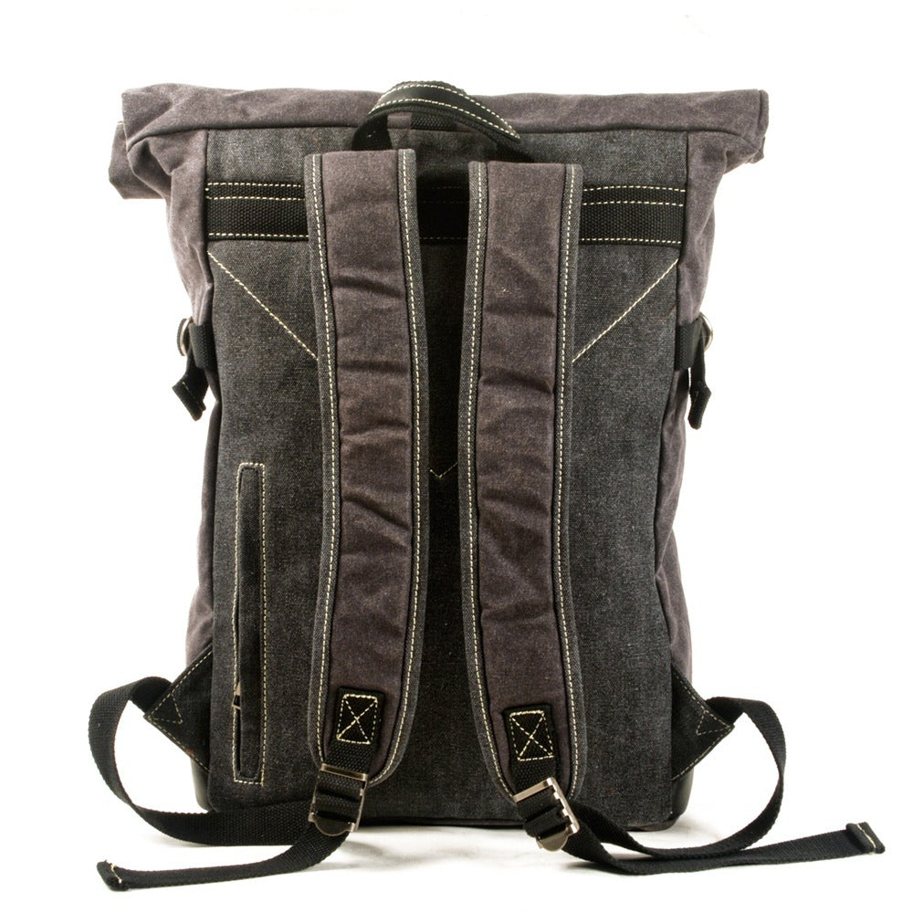 contrast color pepper and salt scroll backpack