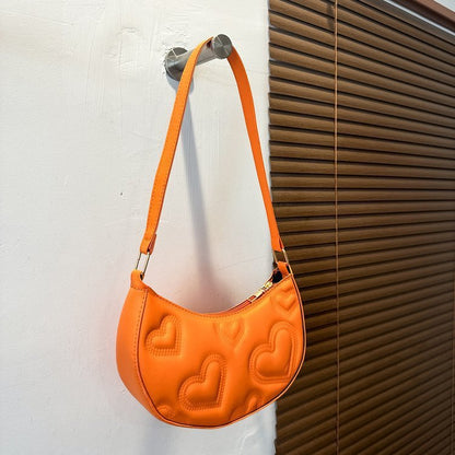 womens solid color love embroidered shoulder bag