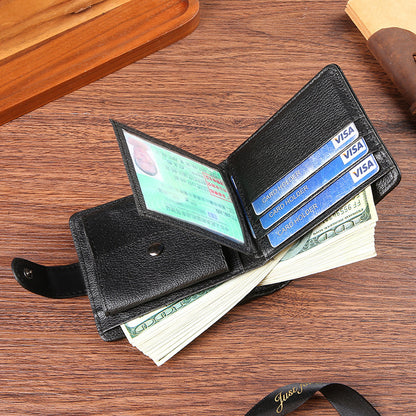 mens pu leather horizontal wallet large capacity multiple card slots with zipper coin pocket