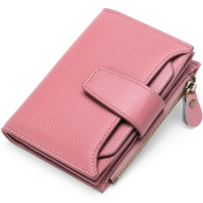 womens leather short wallet european and american milled first layer cowhide wallet wallet