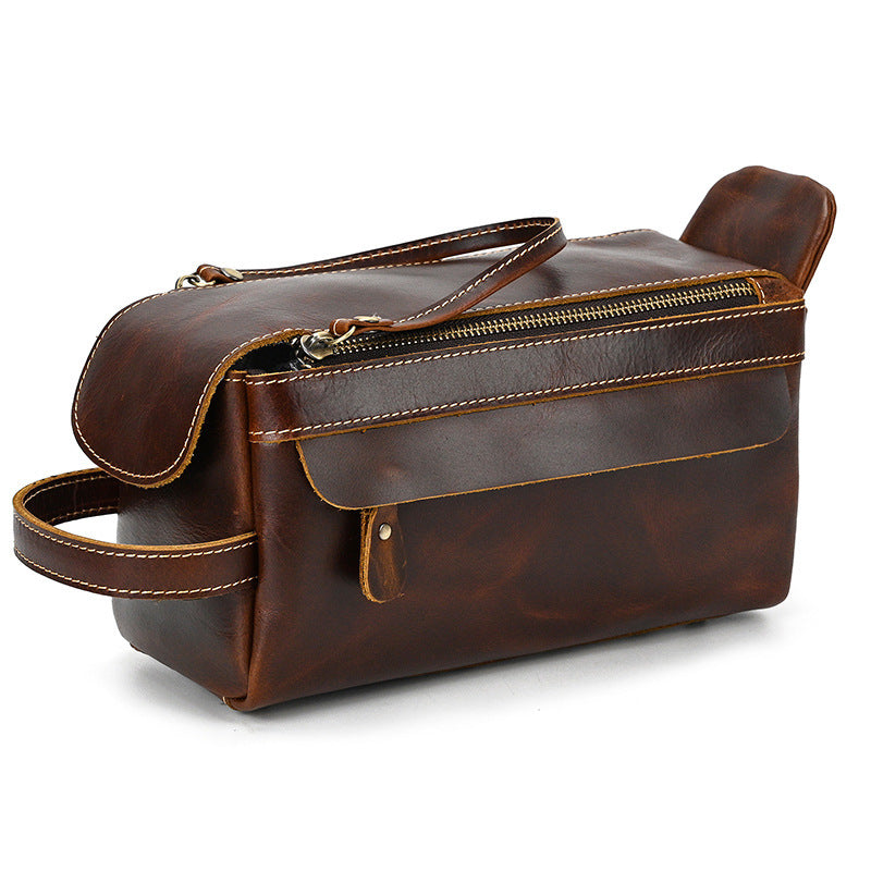 leather wash bag large capacity womens storage bag