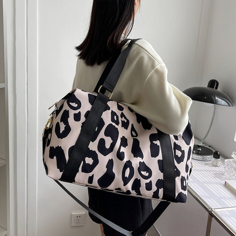 women travel duffel bag cow pattern handbag fitness sports shoulder bags