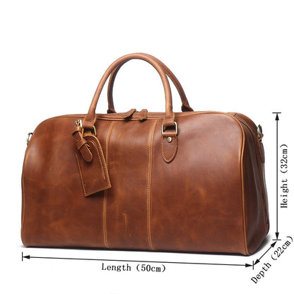 mens leather hand travel one shoulder crossbody duffel bag