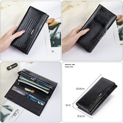 womens long genuine leather cowhide wallet