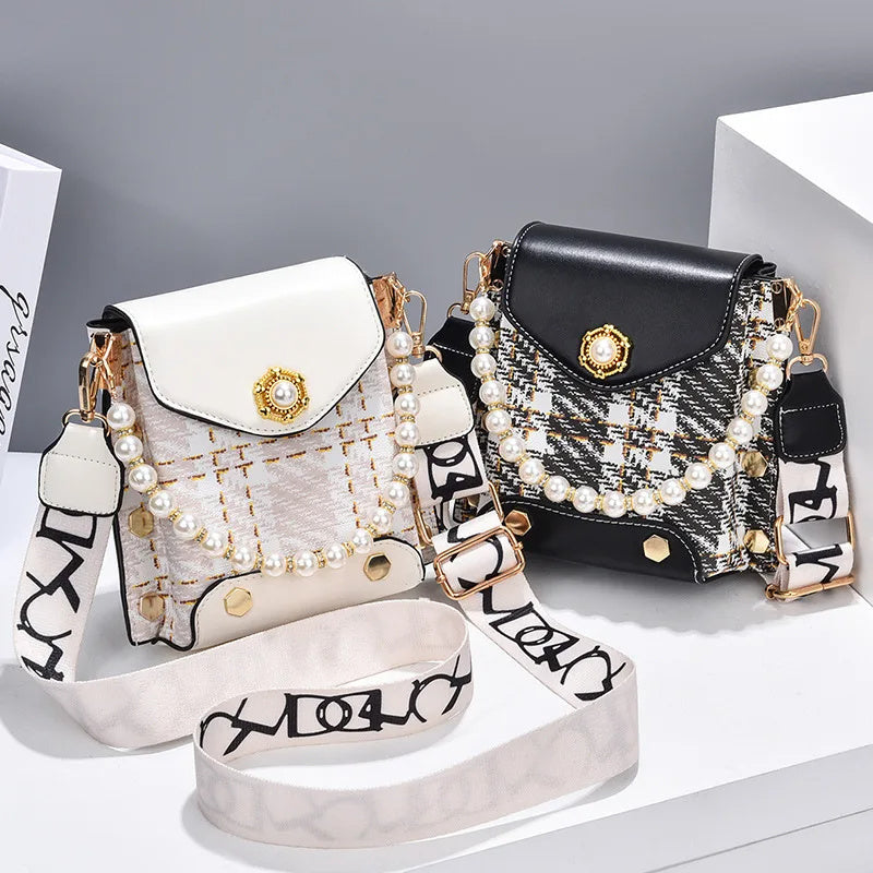 fashion womens crossbody bag girls cute princess wallet classic shoulder bag summer pearl chain phone bag